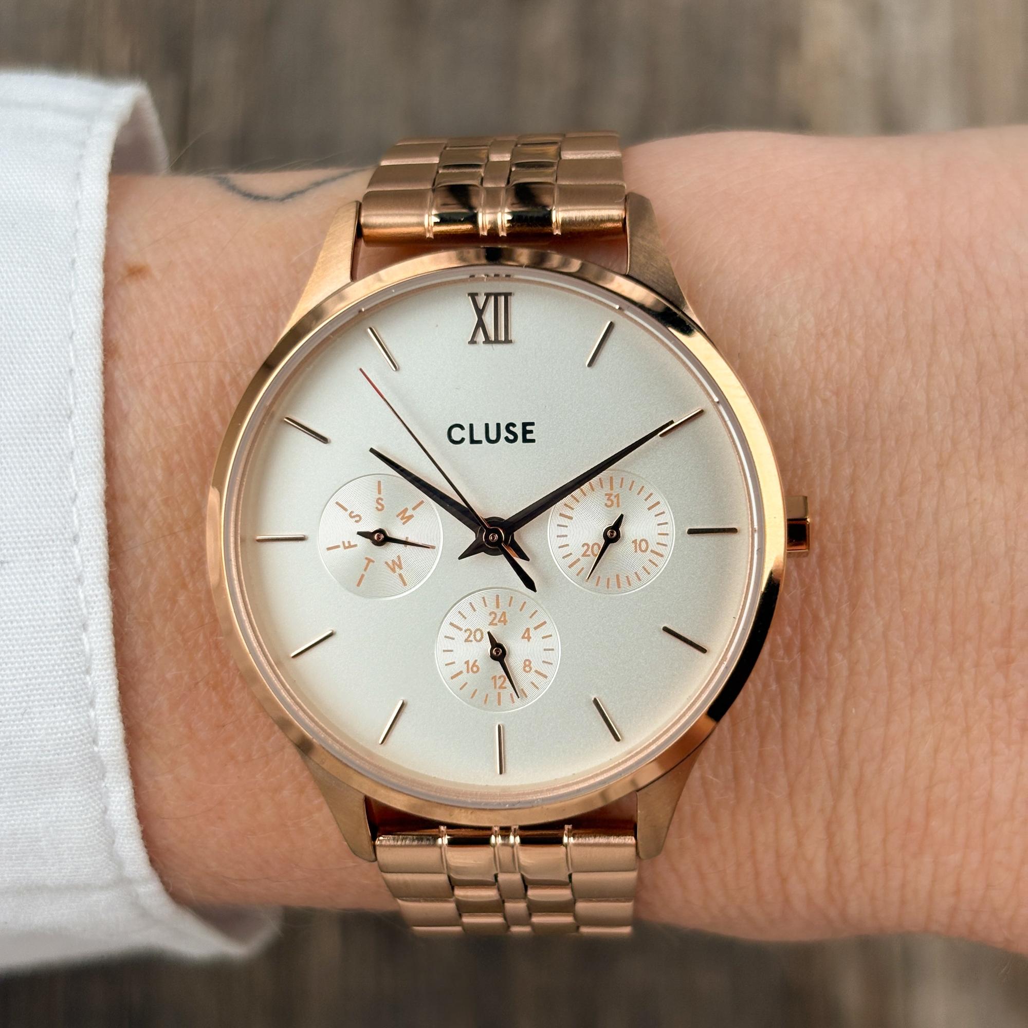 zegarek Cluse CW10702 kwarcowy damski Minuit Minuit Multifunction White-Rose Gold