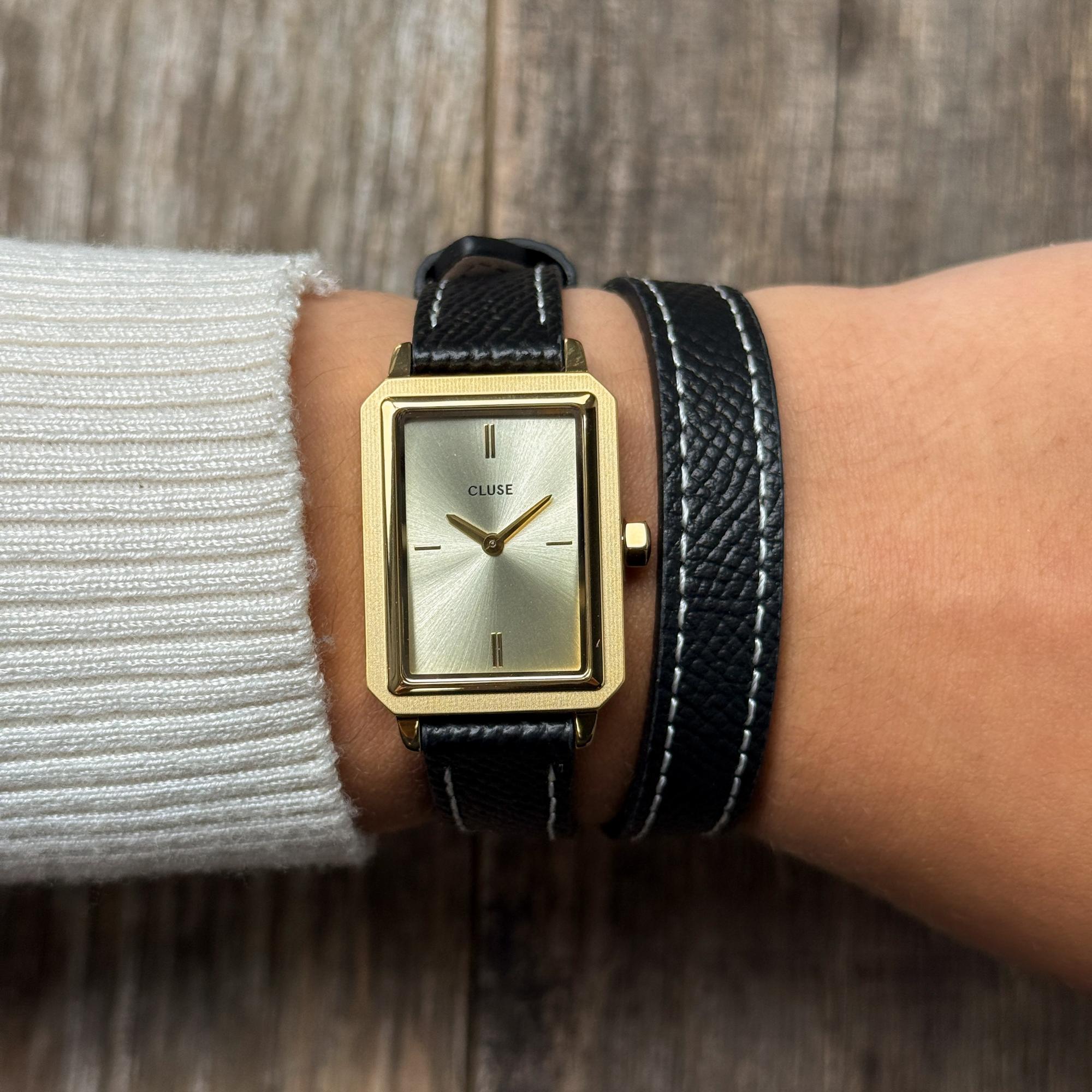 zegarek Cluse CW11517 kwarcowy damski Fluette Fluette Double Leather Black Full Gold - miniatura 6