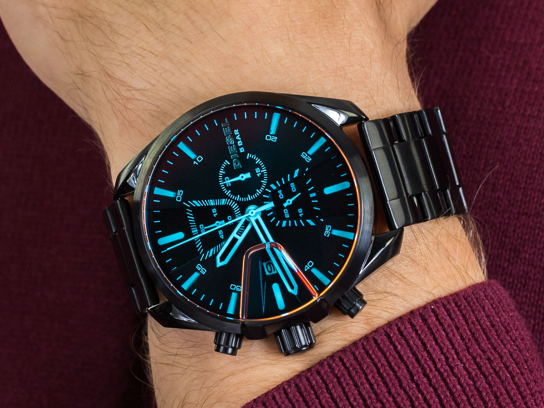 Diesel DZ4489 zegarek czarny fashion/modowy MS9 Chrono bransoleta - miniatura 5