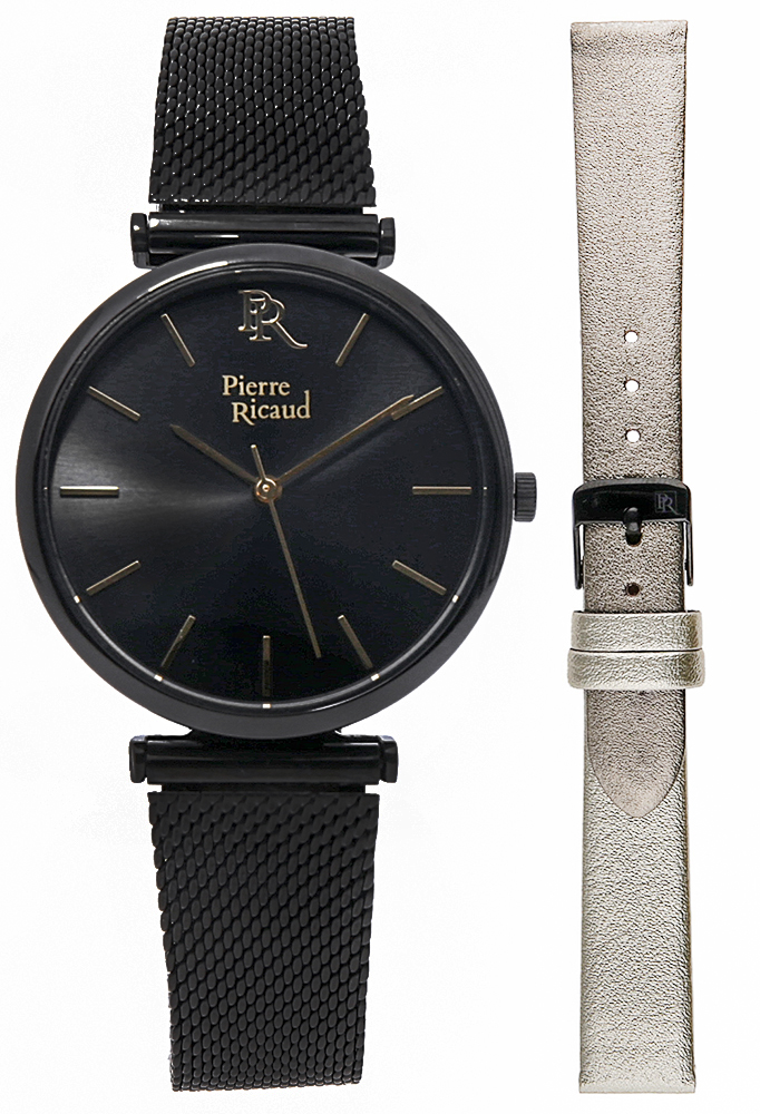 Pierre Ricaud P22044.B1G4Q-SET zegarek czarny klasyczny Bransoleta bransoleta - miniatura 5