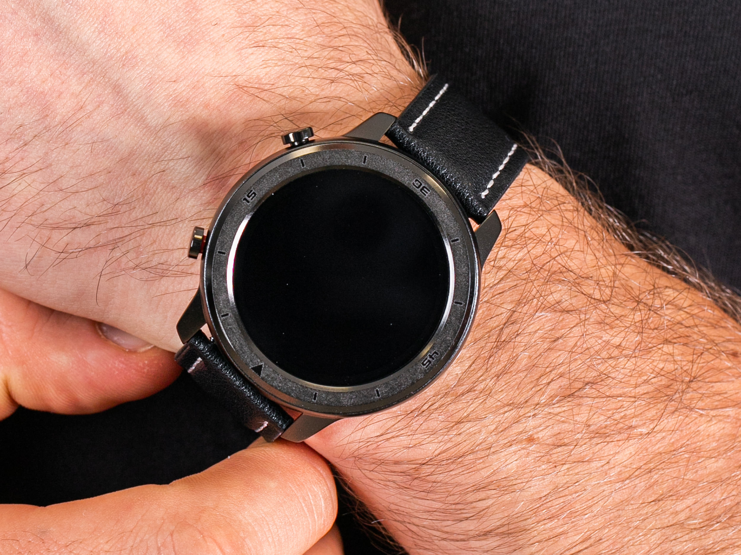 Garett 5903246286571 Smartwatch Garett Master RT czarny skórzany zegarek sportowy Męskie