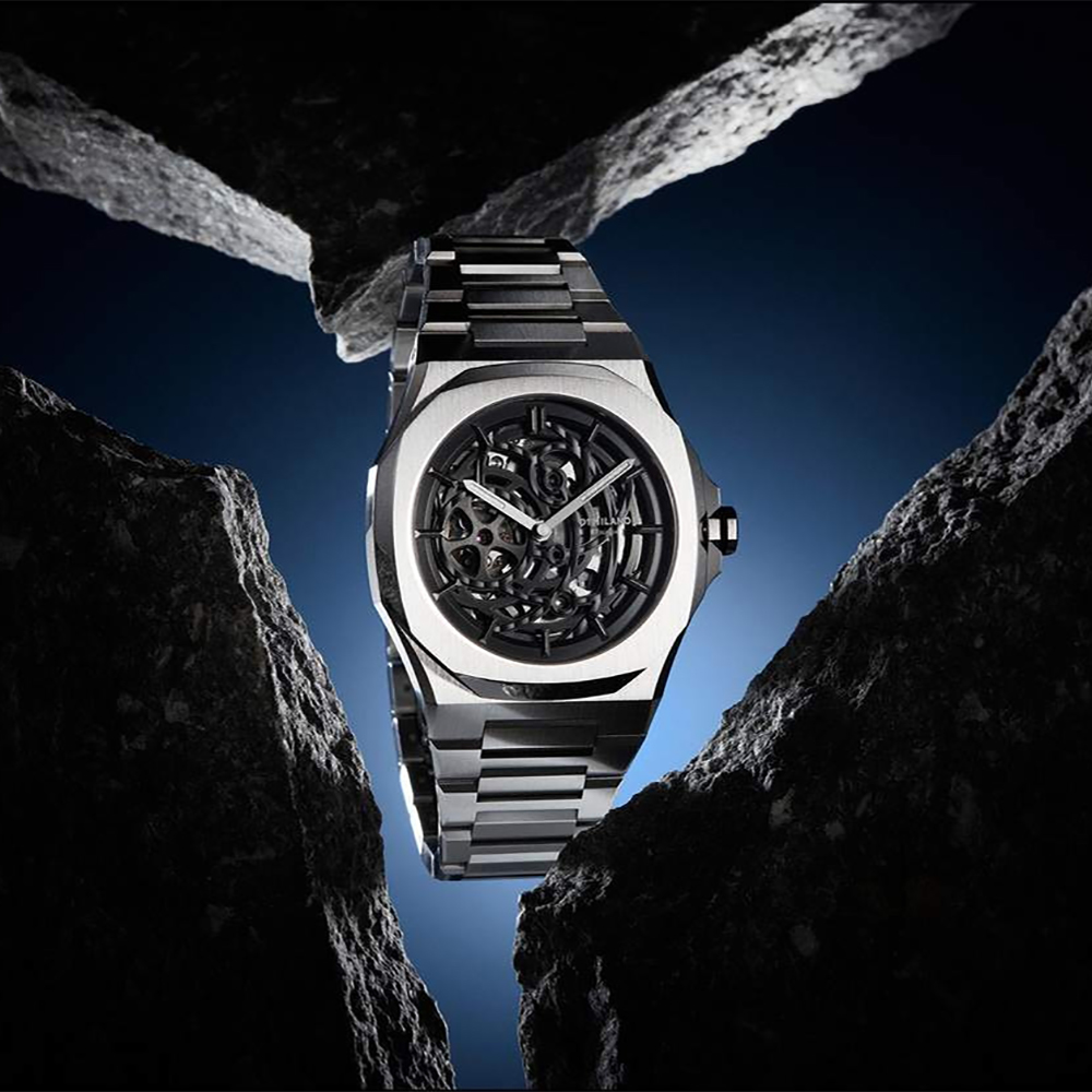zegarek D1 Milano D1-SKBJ10 automatyczny męski Mechanical SILVER SKELETON BRACELET 41.5 MM - miniatura 8