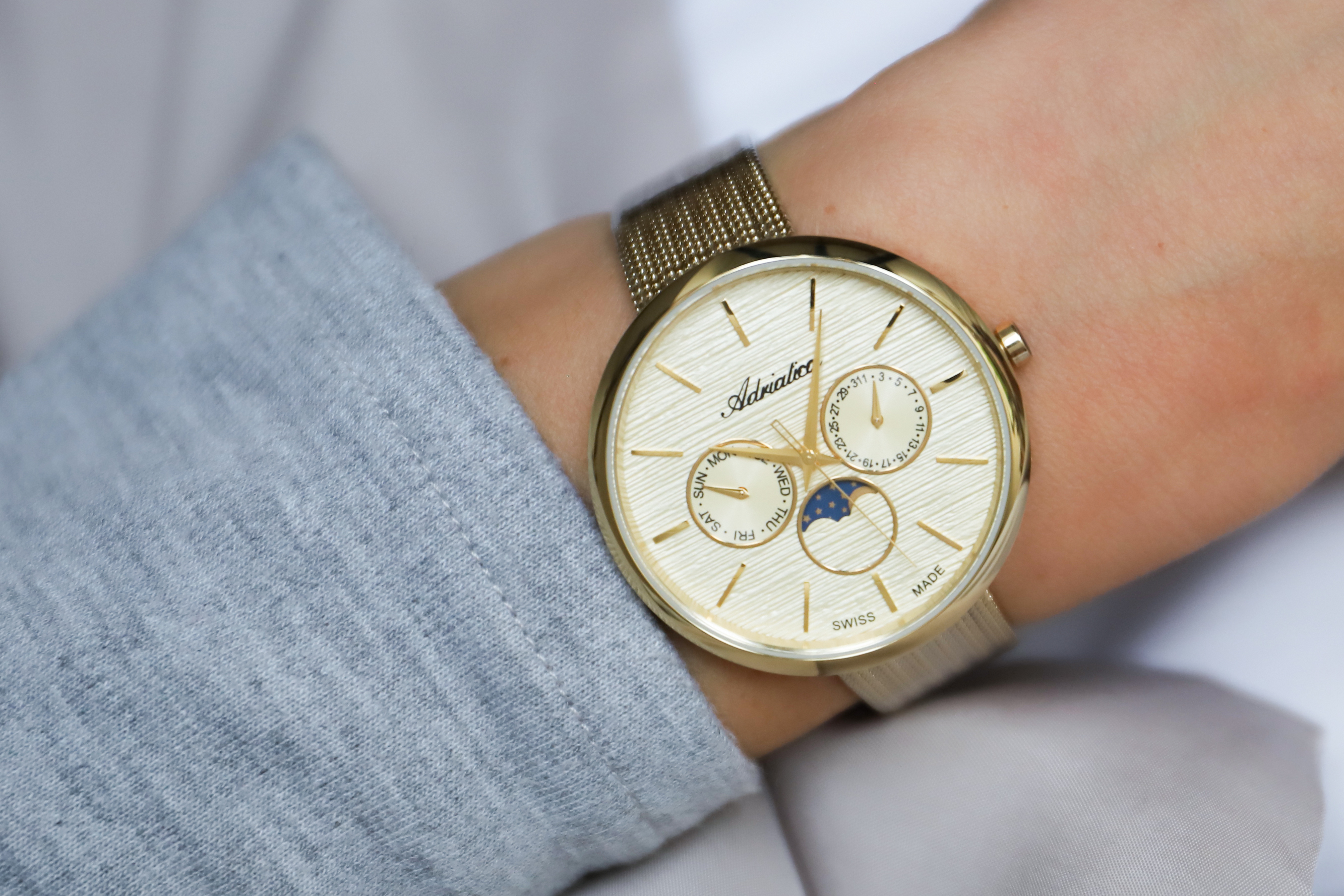 Adriatica A3732.1111QF Bransoleta Moonphase zegarek damski elegancki mineralne - miniatura 8