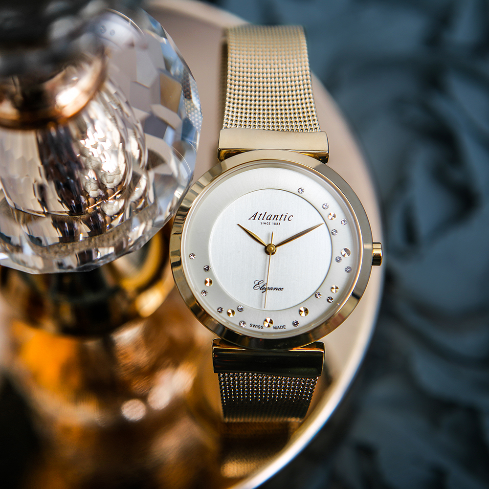 Atlantic 29039.45.39MB zegarek złoty elegancki Elegance bransoleta