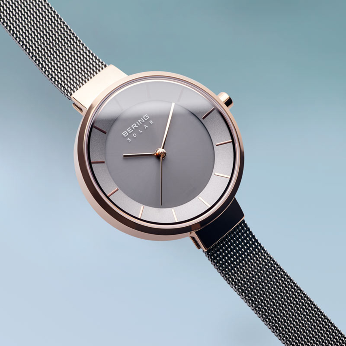 Bering 14631-369 zegarek różowe złoto fashion/modowy Solar bransoleta
