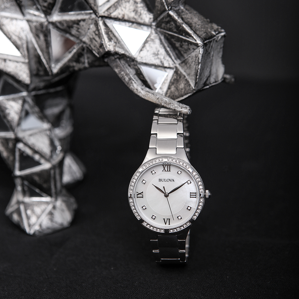 Bulova 96L262 zegarek srebrny klasyczny Diamond bransoleta - miniatura 5