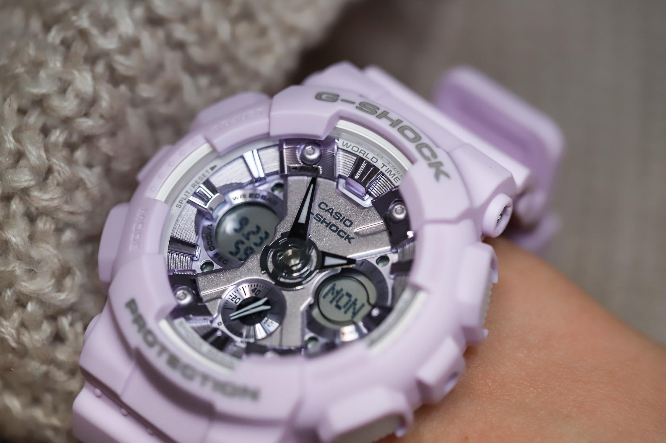 G-Shock GMA-S120DP-6AER zegarek fioletowy sportowy G-SHOCK S-Series pasek