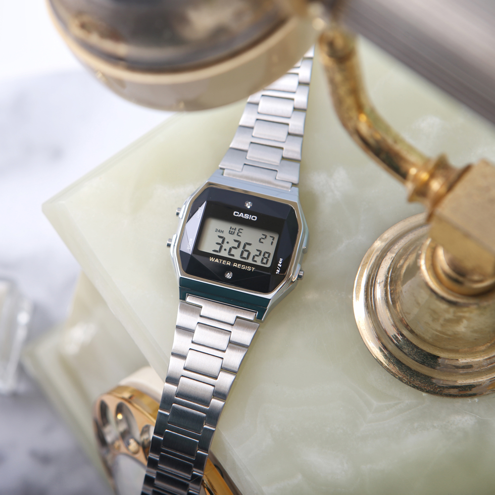 zegarek Casio Vintage ZESTAW-19-CV-GIFT-SET-SILVER kwarcowy damski Vintage CASIO A158WEAD-1EF + KALKULATOR CASIO SL-1000SC + DŁUGOPIS - miniatura 6