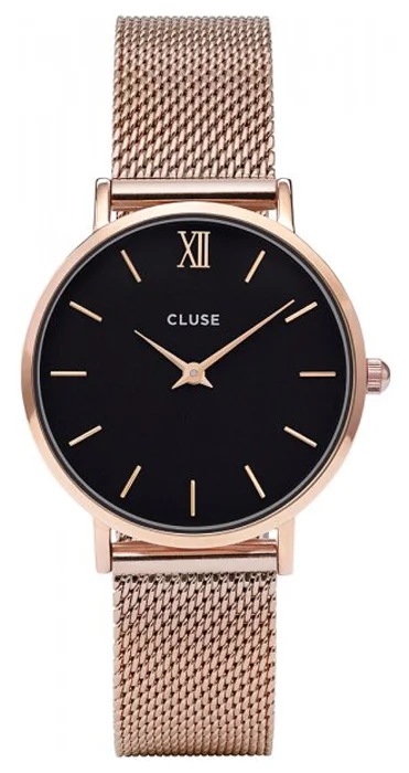 Cluse CLA004 Minuit Mesh Gift Box Rose Gold Black + Black Strap - zdjęcie 1
