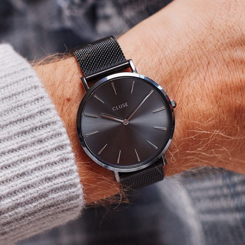 Cluse CLG015 SPECIAL EDITION MESH/DARK GREY GIFT BOX zegarek klasyczny La Boheme - miniatura 6