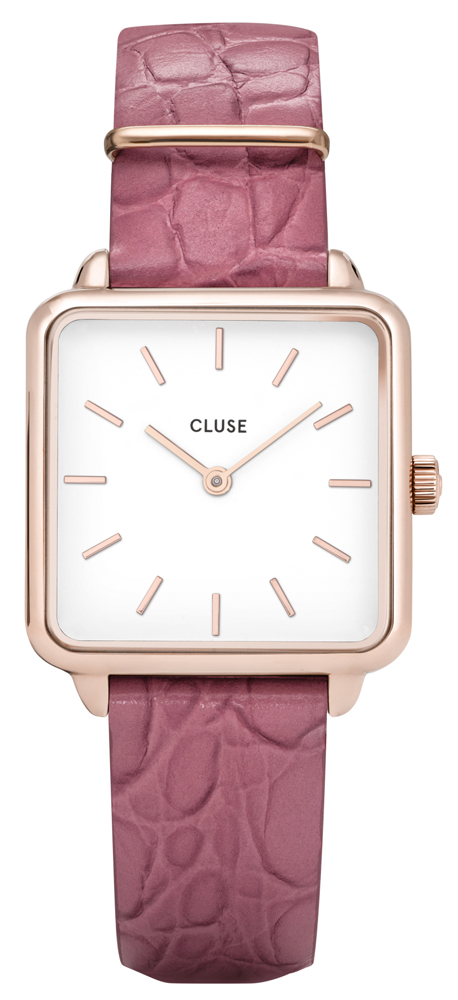 Cluse pasek Rose Gold White/Soft Berry Alligator Jungle CL60020