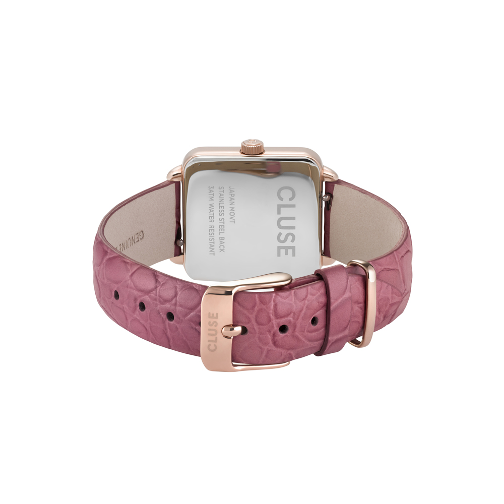 zegarek Cluse CL60020 kwarcowy damski La Tetragone Rose Gold White/Soft Berry Alligator Jungle - miniatura 6