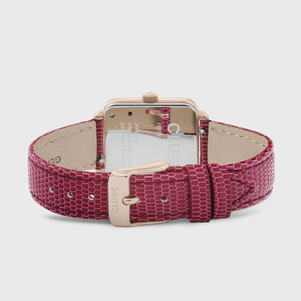 zegarek Cluse CL60021 kwarcowy damski La Tetragone Rose Gold/Cerise Lizard - miniatura 6