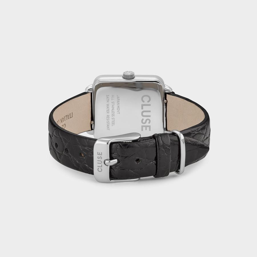 zegarek Cluse CW0101207027 kwarcowy damski La Tetragone La Tetragone Leather Silver Black/Black Alligator - miniatura 6