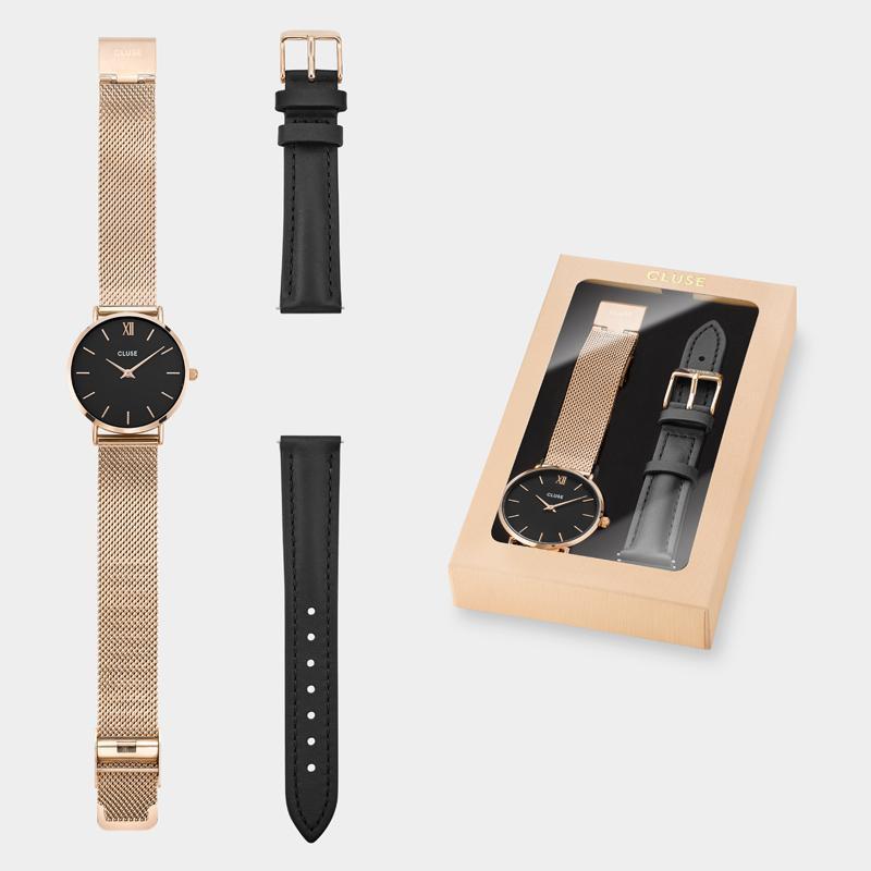 zegarek Cluse CLA004 kwarcowy damski Minuit Mesh Gift Box Rose Gold Black + Black Strap - miniatura 6