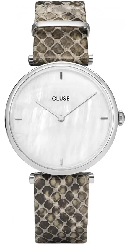 Cluse CL61009 Triomphe Silver White Pearl/Soft Grey Python Jungle - zdjęcie 1