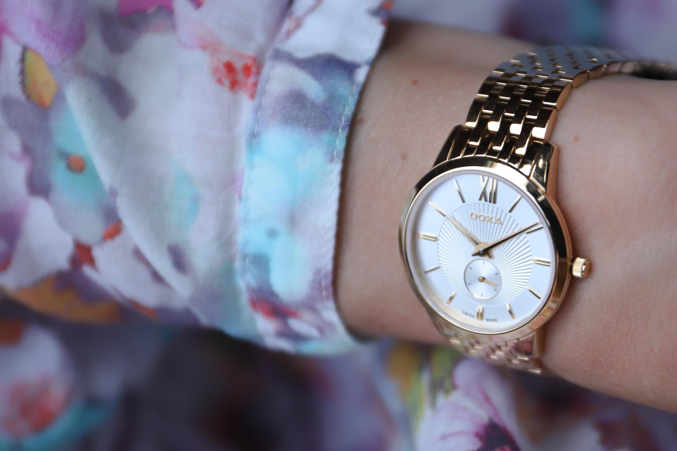 Doxa 105.35.022.30 zegarek złoty klasyczny Slim Line bransoleta - miniatura 5