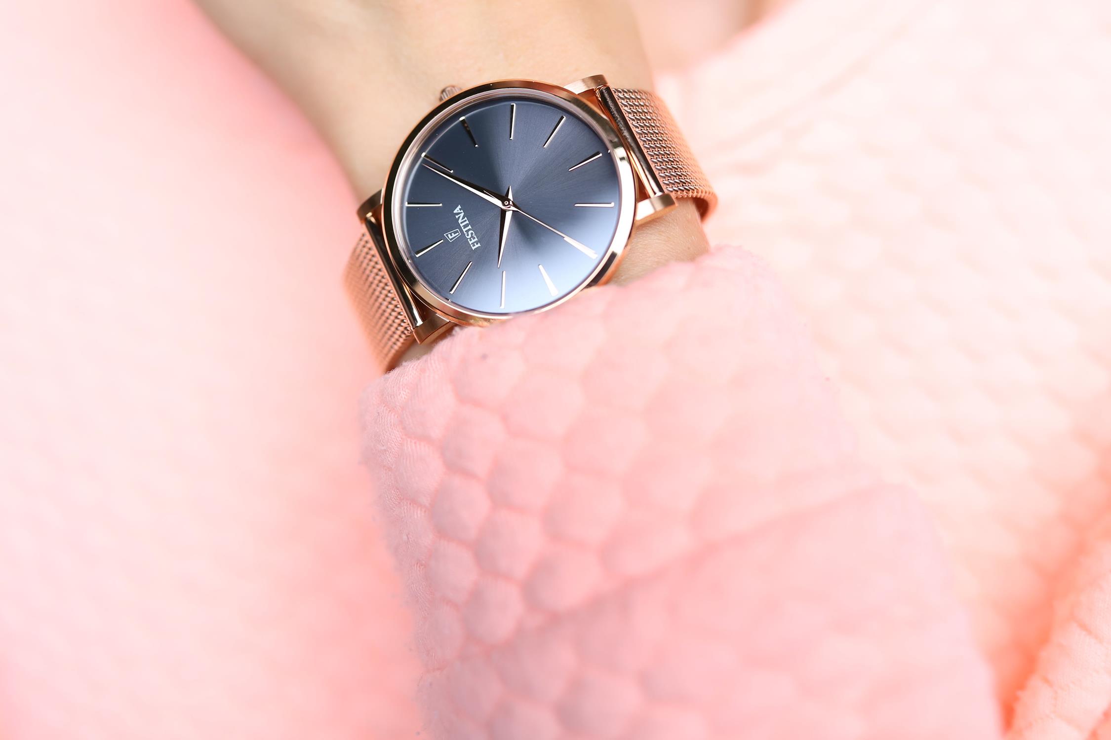 Festina F20477-2 Boyfriend Boyfriend klasyczny zegarek różowe złoto