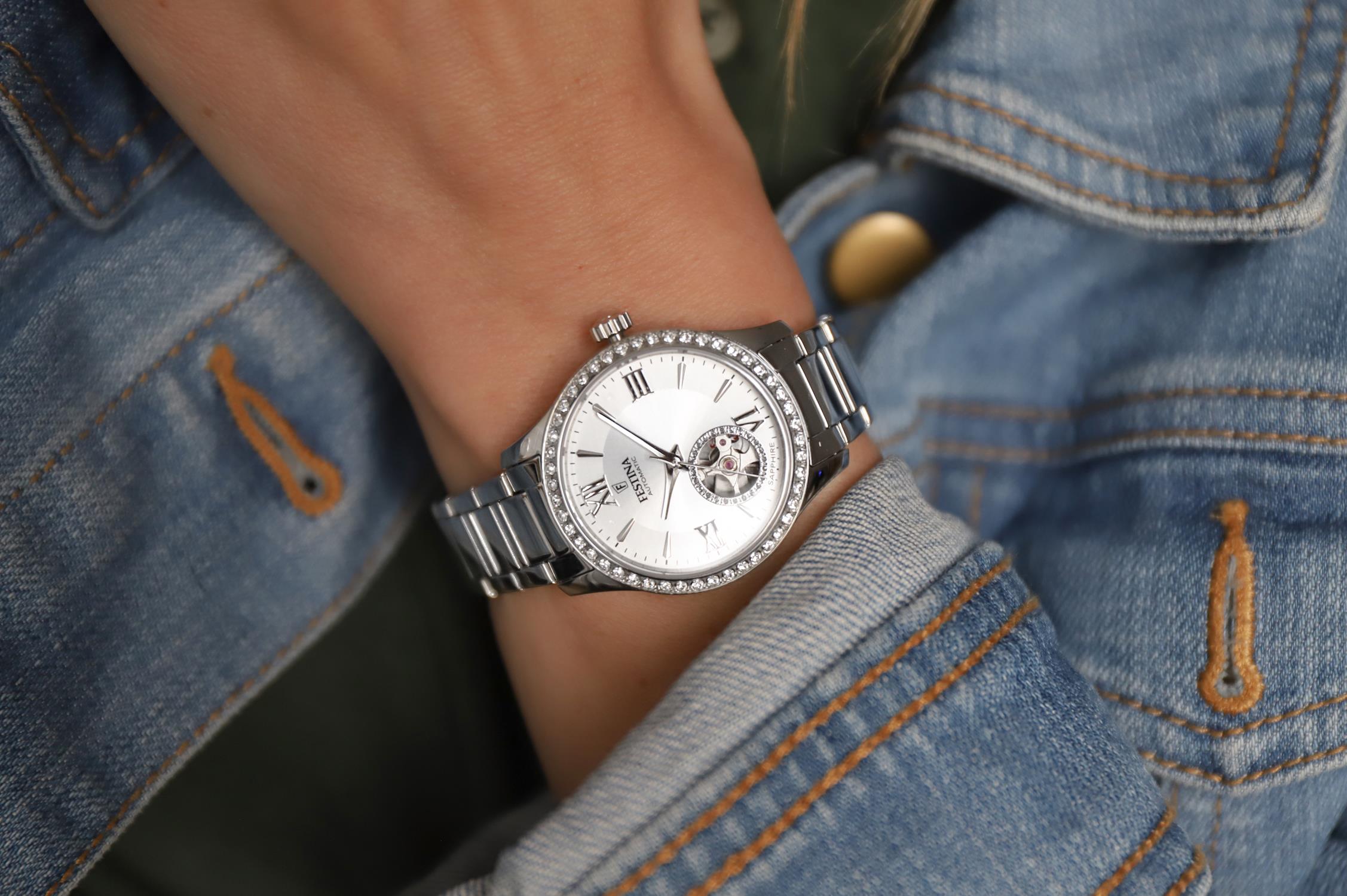 zegarek Festina F20485-1 automatyczny damski Classic Open Heart Automatic - miniatura 6