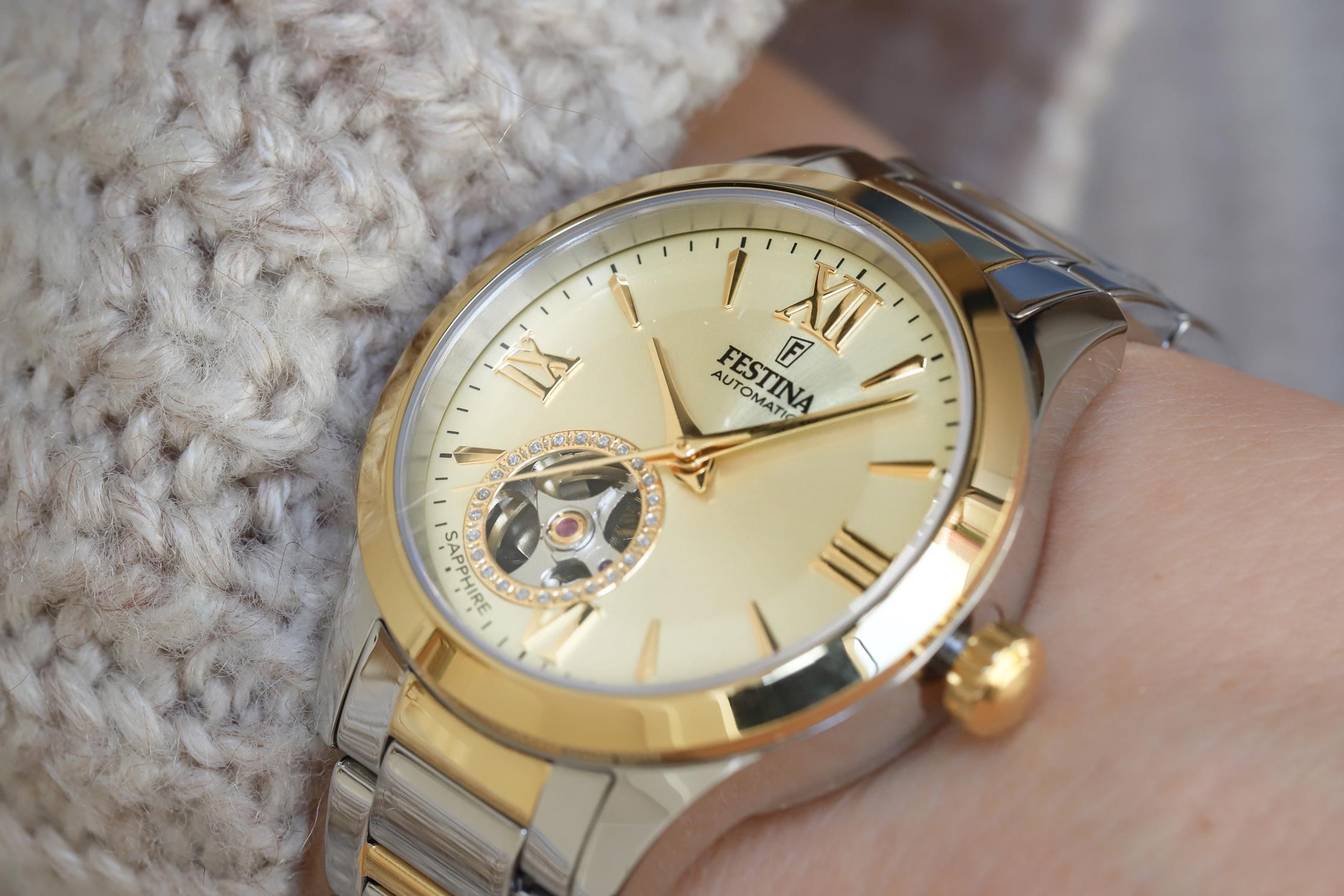 zegarek Festina F20489-2 automatyczny damski Classic Open Heart Automatic - miniatura 6