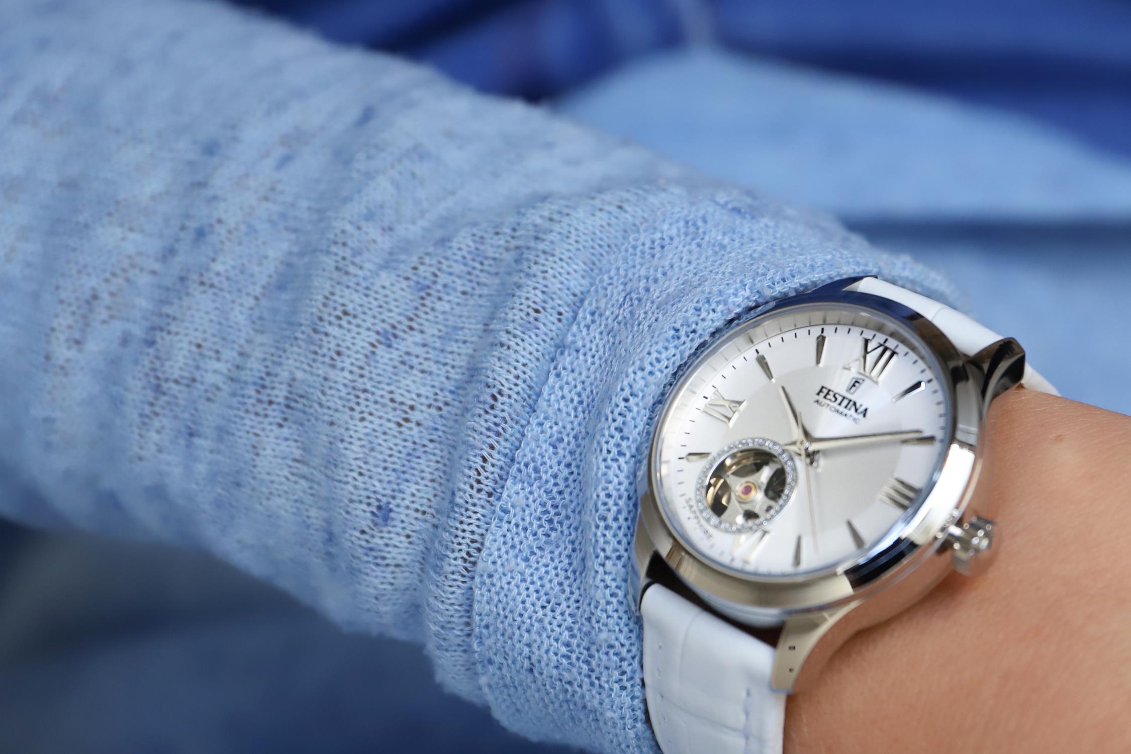 zegarek Festina F20490-1 automatyczny damski Classic Open Heart Automatic - miniatura 6