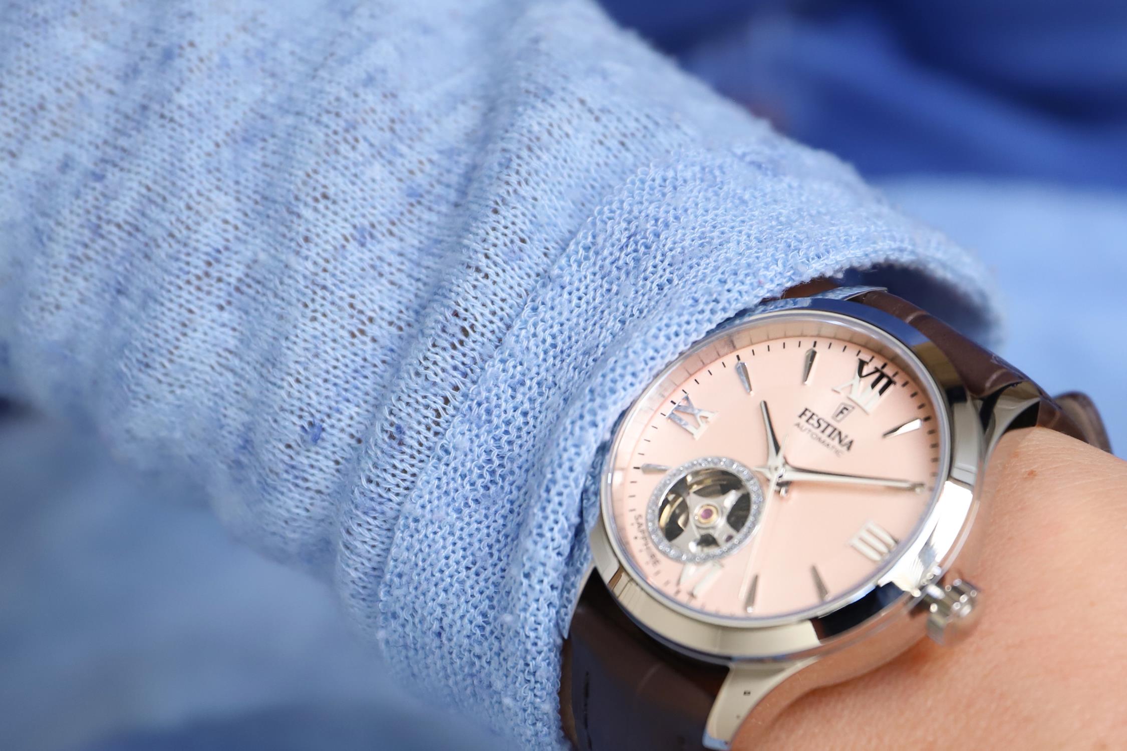 zegarek Festina F20490-2 Open Heart Automatic Classic szafirowe - miniatura 8