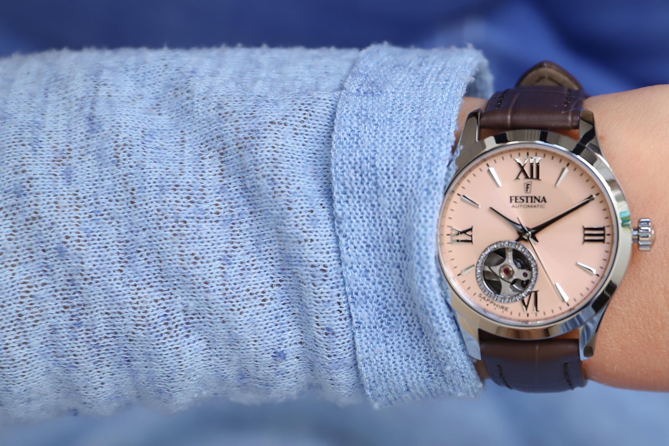Festina F20490-2 Open Heart Automatic Classic klasyczny zegarek srebrny - miniatura 6