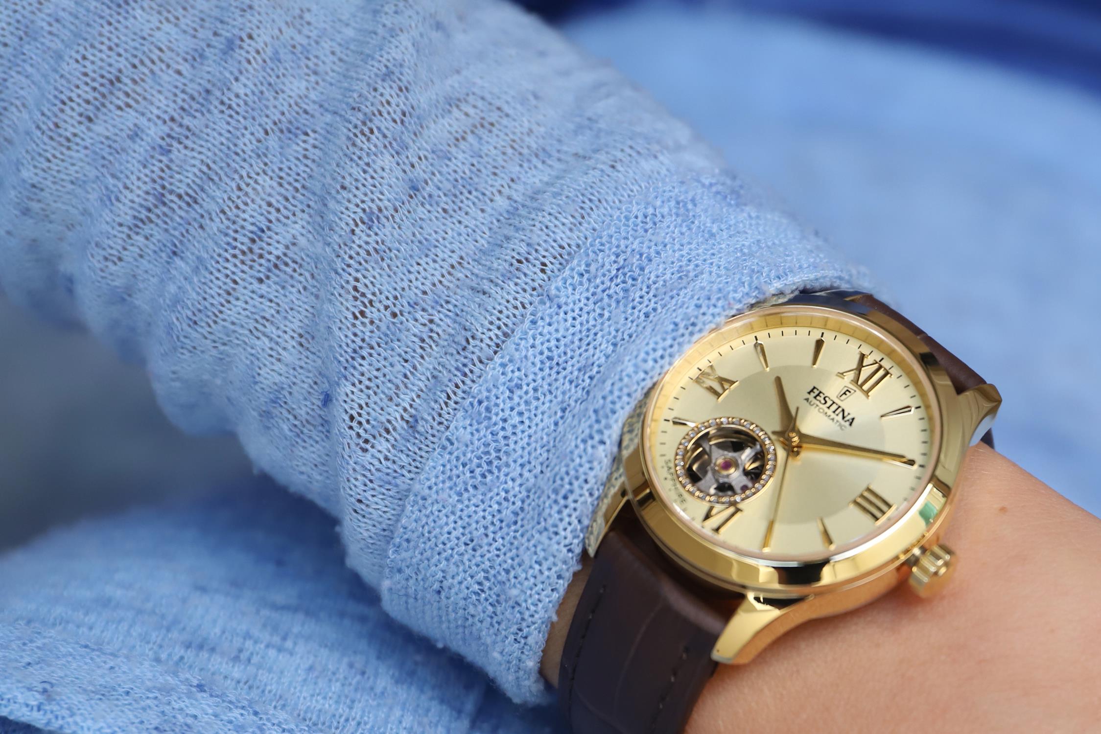 zegarek Festina F20491-1 automatyczny damski Classic Open Heart Automatic - miniatura 6