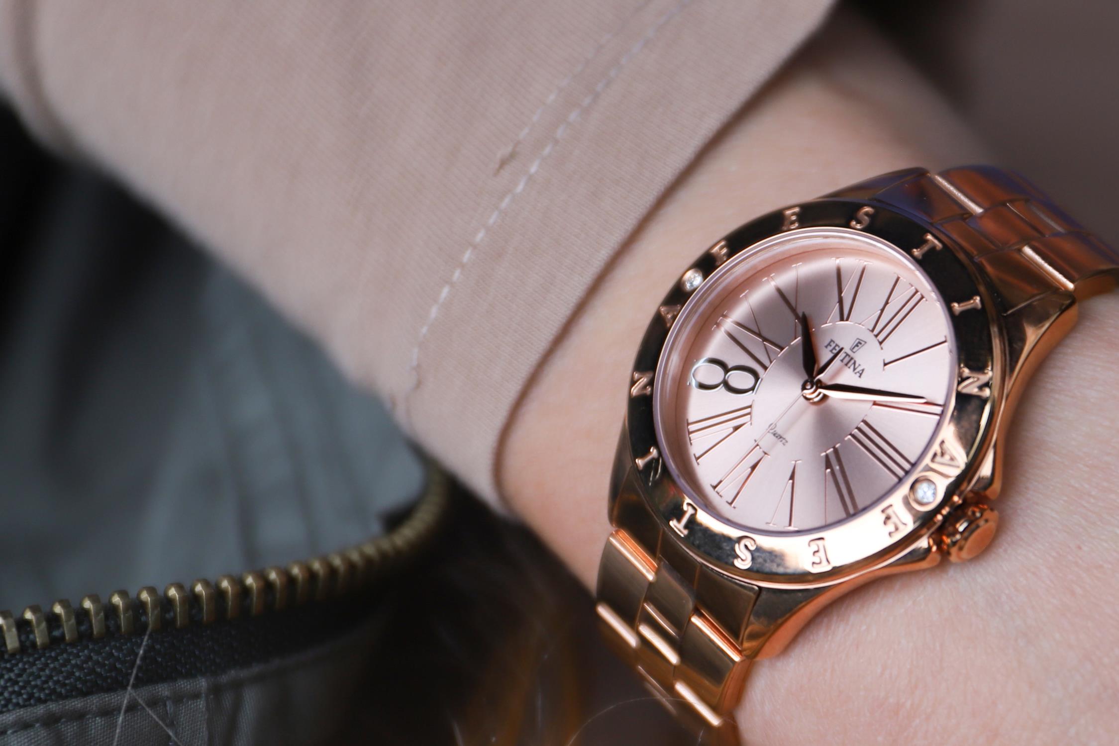 Festina F16926-2 zegarek różowe złoto klasyczny Mademoiselle bransoleta - miniatura 5