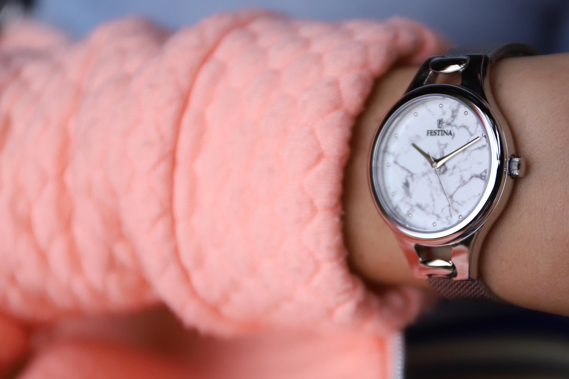 Festina F16950-E zegarek srebrny klasyczny Mademoiselle bransoleta - miniatura 5