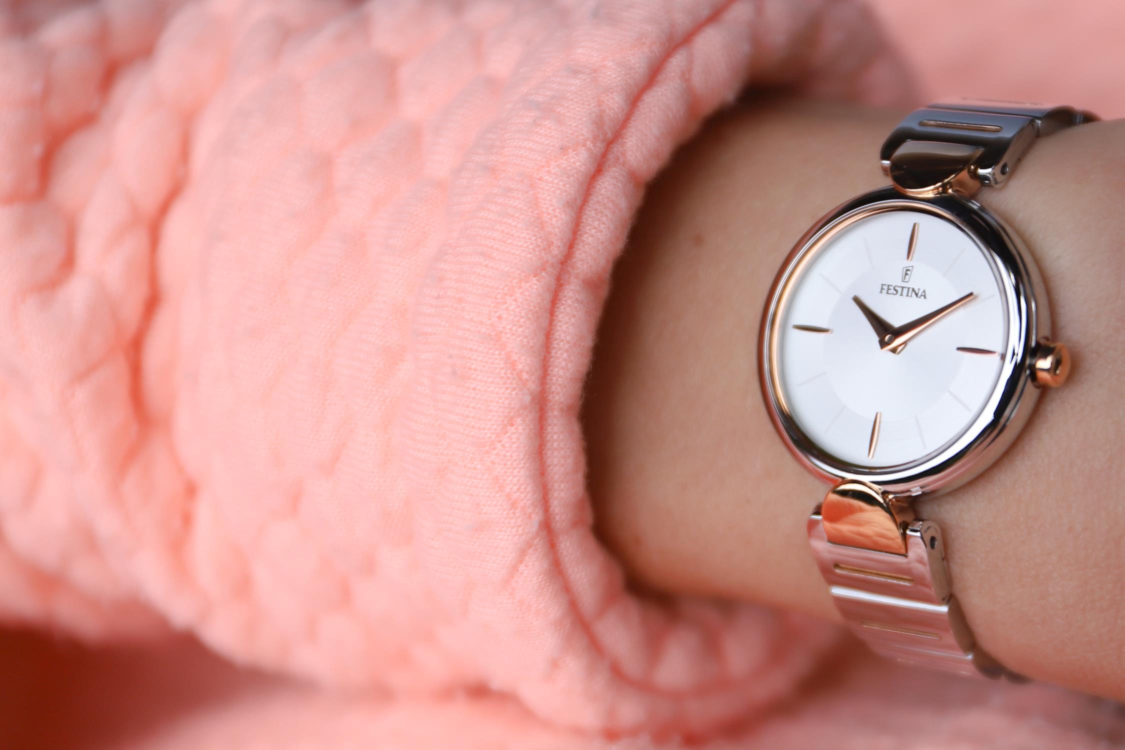 Festina F20320-2 zegarek srebrny elegancki Mademoiselle bransoleta - miniatura 5