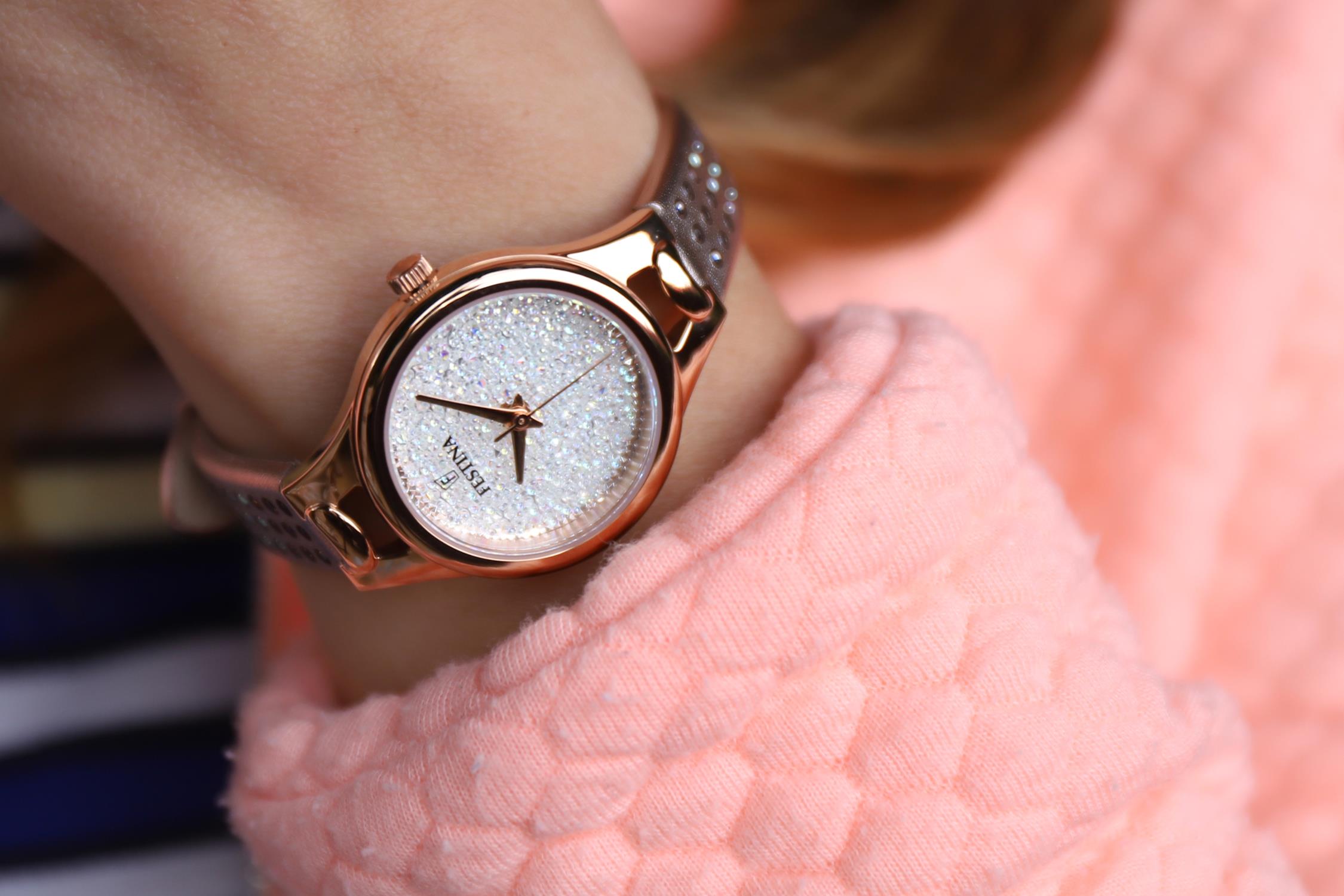 zegarek Festina F20408-1 różowe złoto Mademoiselle - miniatura 7