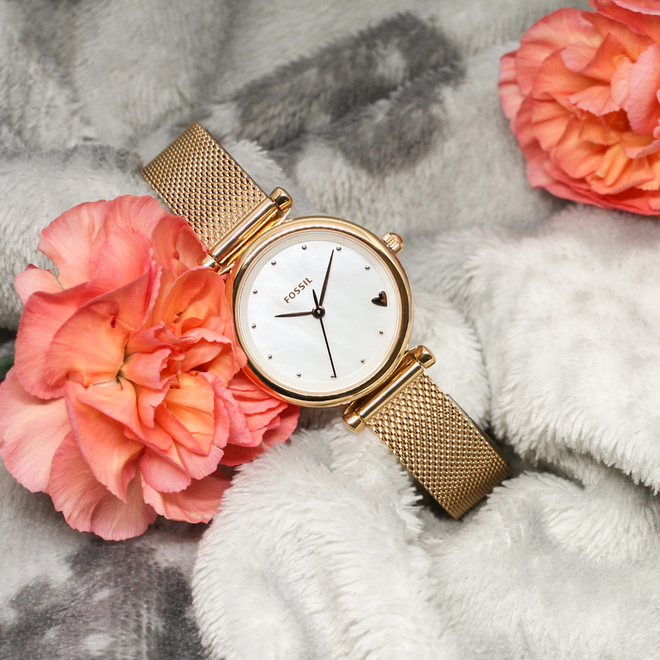 Fossil ES4505 zegarek damski Carlie różowe złoto