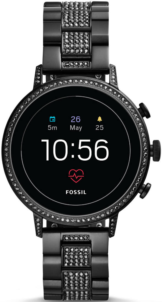 Fossil Smartwatches Gen 4 Smartwatch Venture HR Black Stainless Steel FTW6023