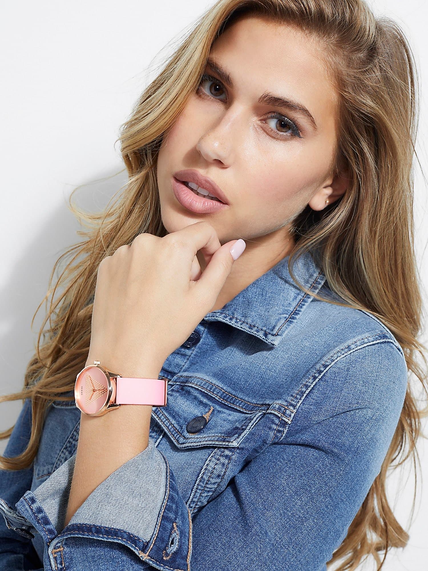 Guess W1227L4 zegarek różowe złoto klasyczny Pasek pasek - miniatura 5