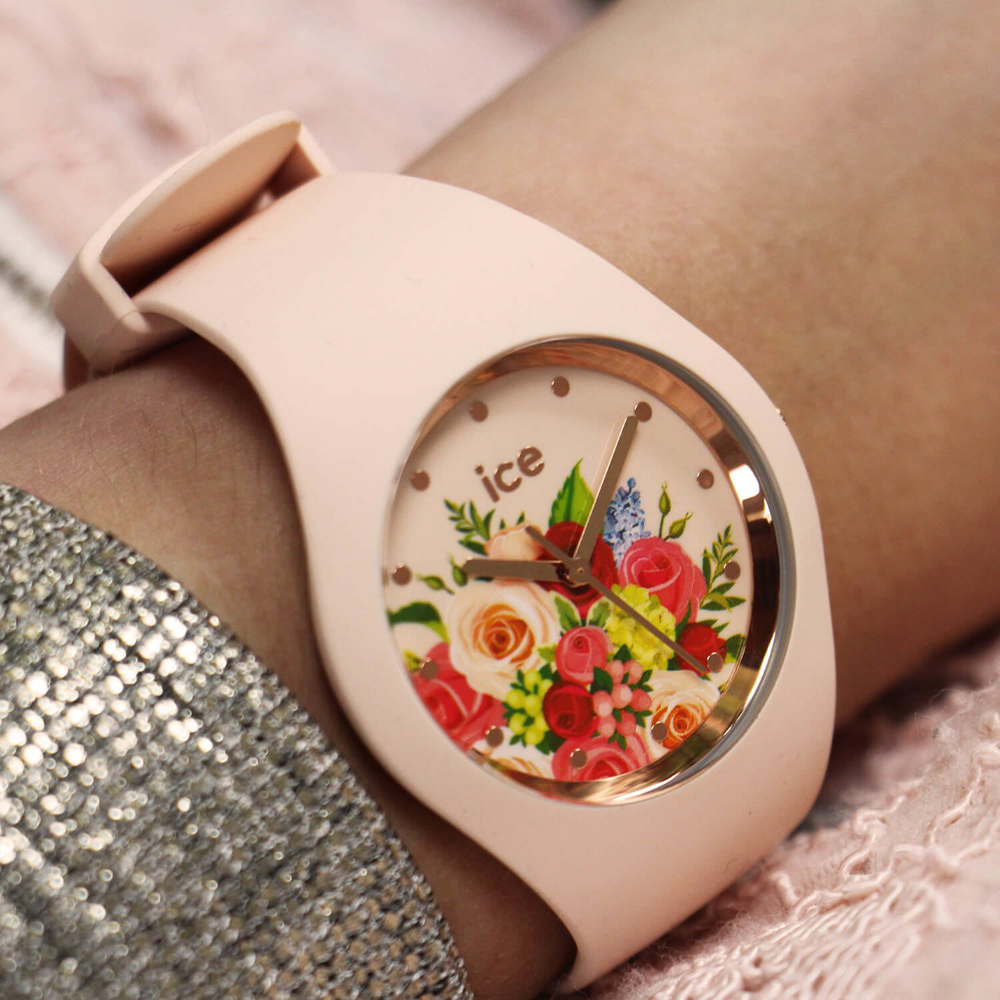 ICE Watch ICE.017583 ICE Flower Pink bouquet Rozm. M Ice-Flower klasyczny zegarek beżowy - miniatura 9