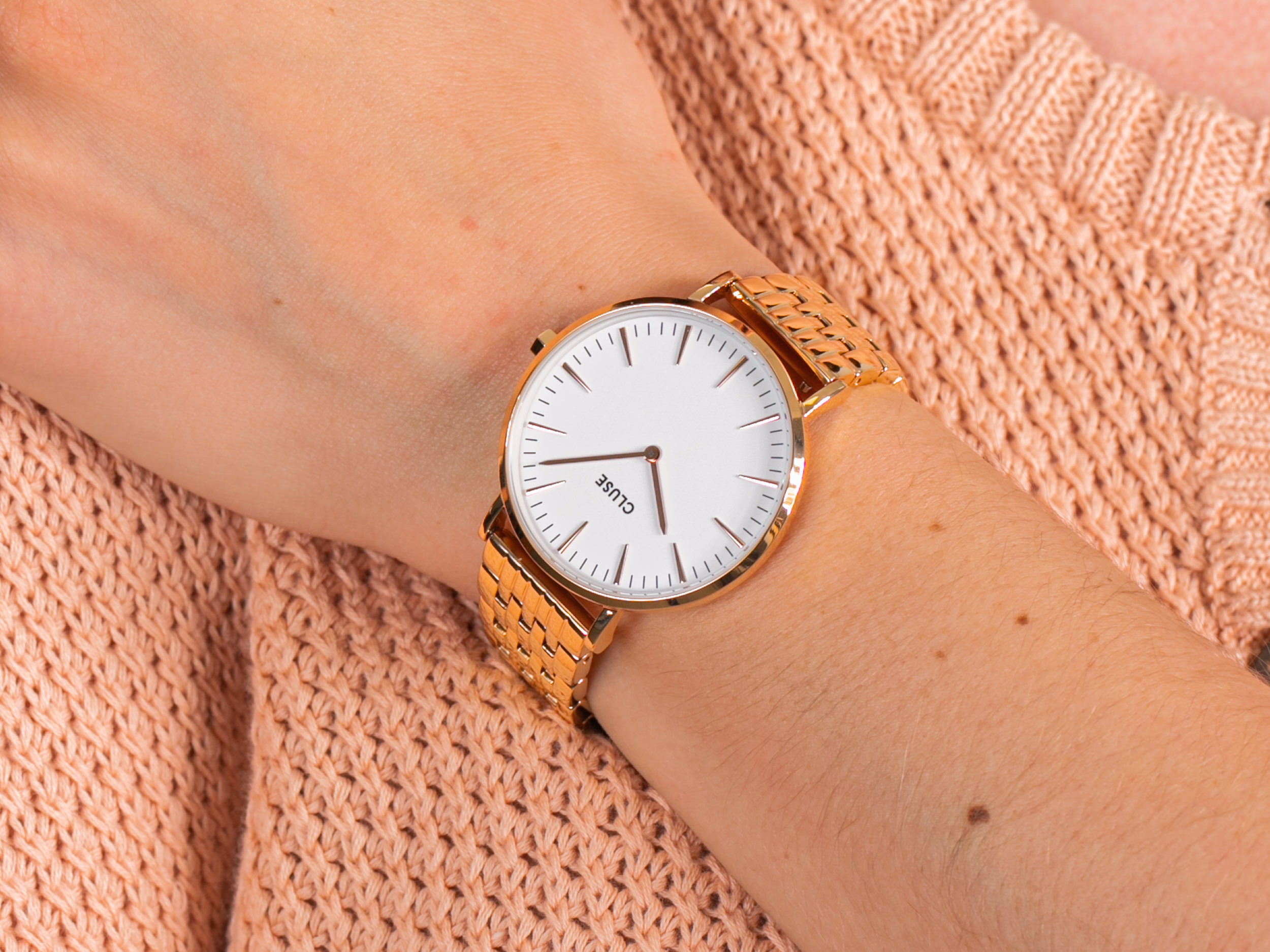 Cluse CW0101201024 Rose Gold White zegarek klasyczny La Boheme - miniatura 4