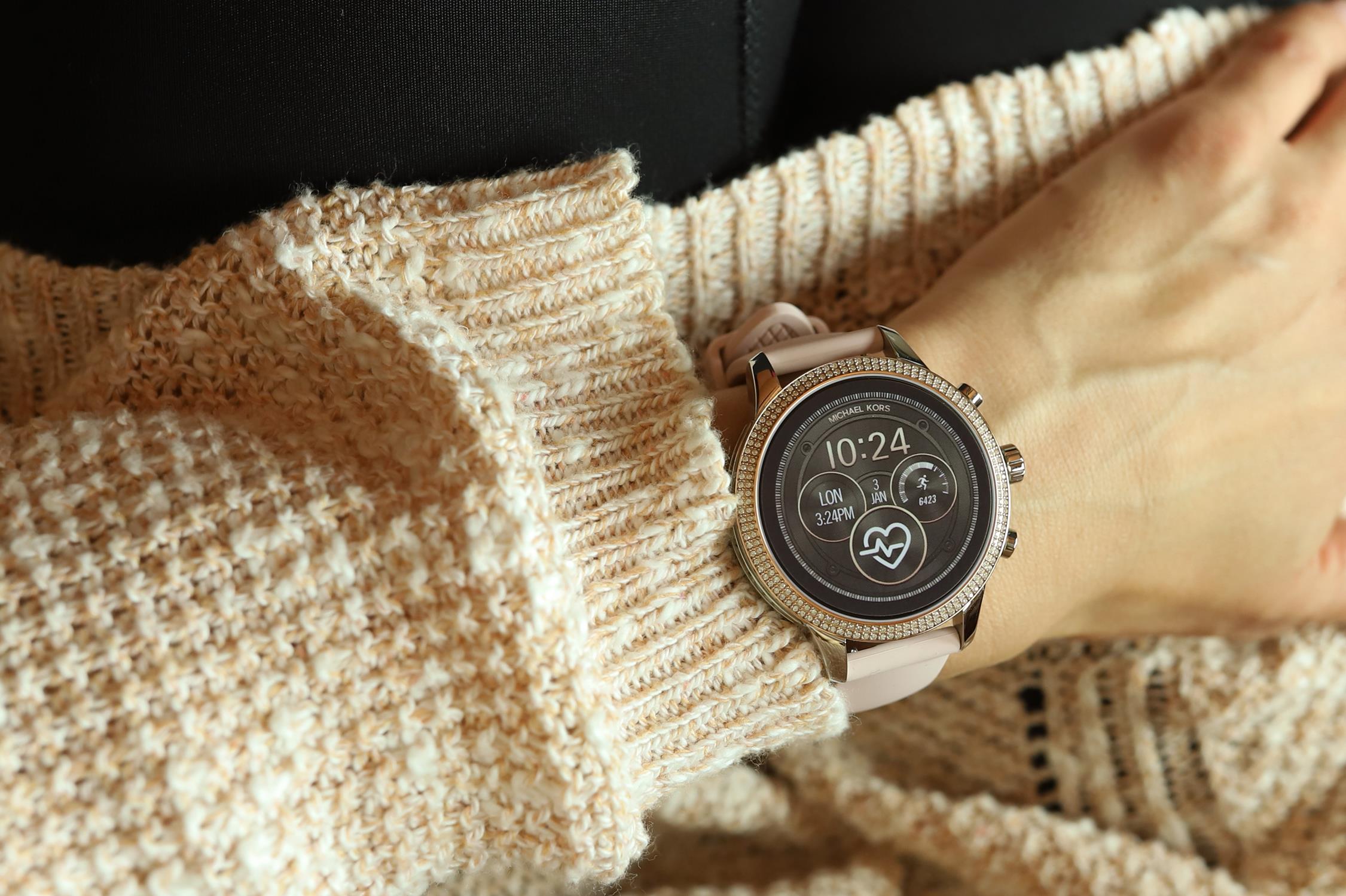 Michael Kors MKT5055 Runway Pave Rose Gold and Silicone Smartwatch Access Smartwatch fashion/modowy zegarek srebrny - miniatura 9