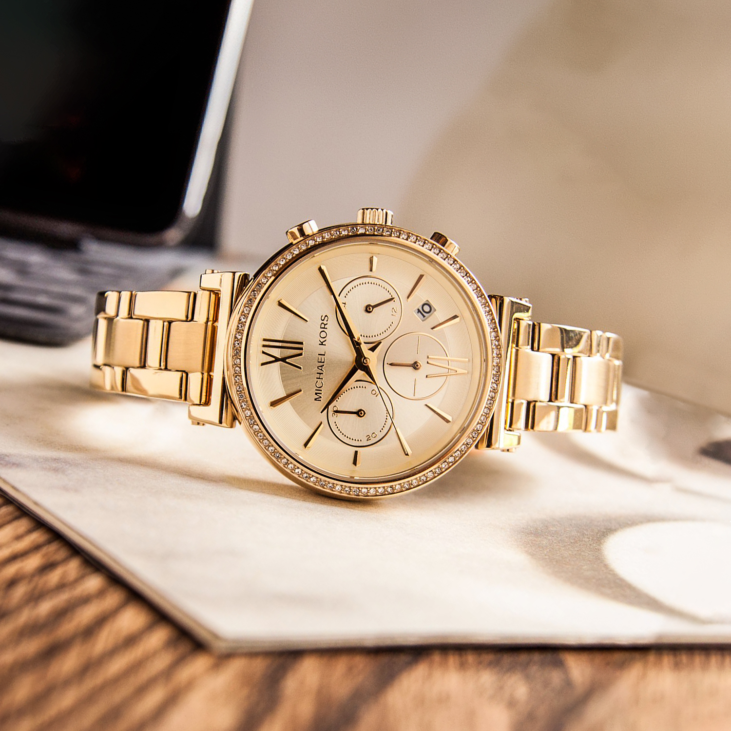 zegarek Michael Kors MK6559 złoty Mini Bradshaw - miniatura 7