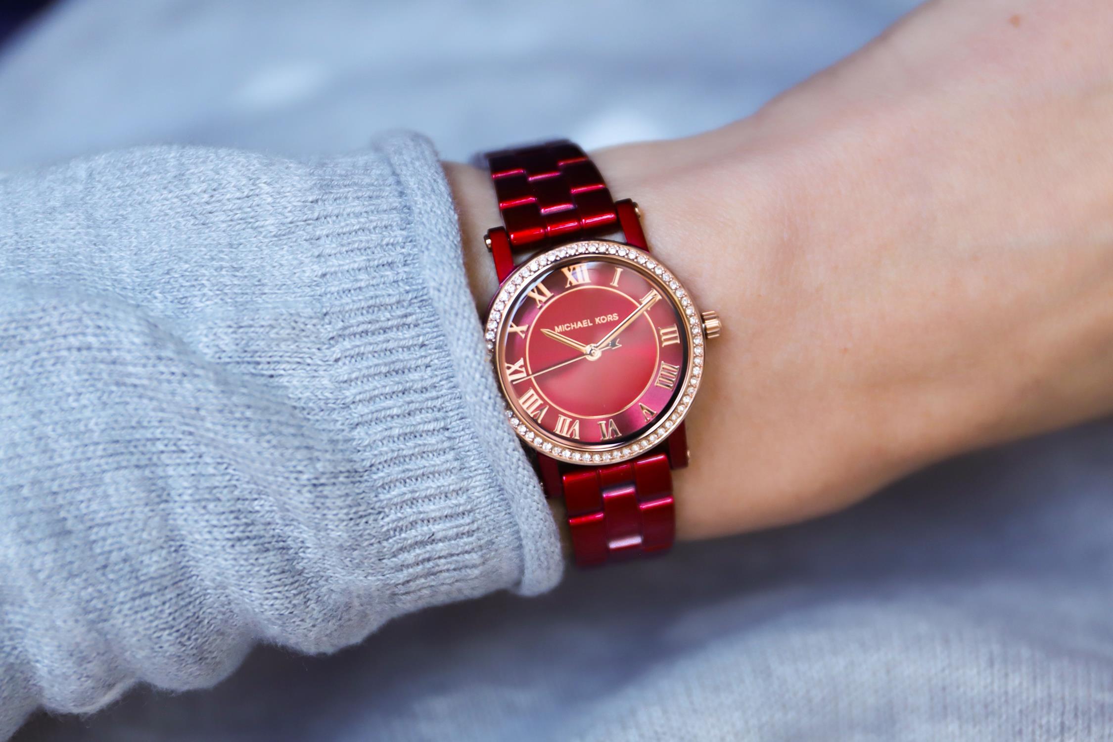 Michael Kors MK3896 zegarek czerwony fashion/modowy Norie bransoleta - miniatura 6