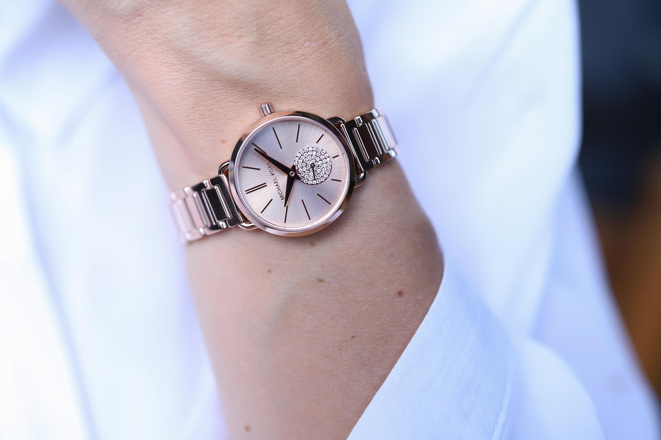 Michael Kors MK3839 zegarek różowe złoto fashion/modowy Portia bransoleta - miniatura 9