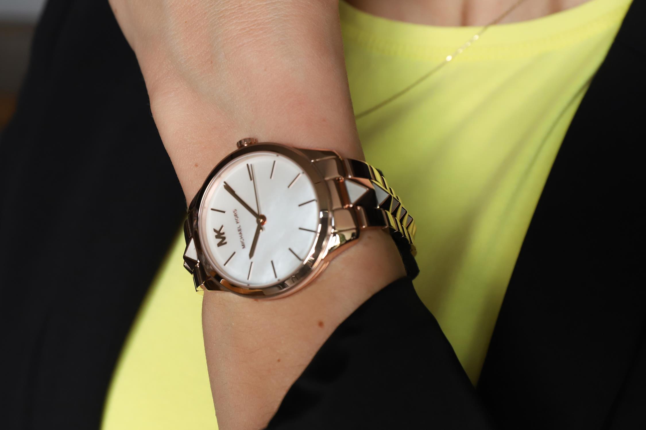 Michael Kors MK6671 zegarek różowe złoto klasyczny Runway bransoleta - miniatura 10
