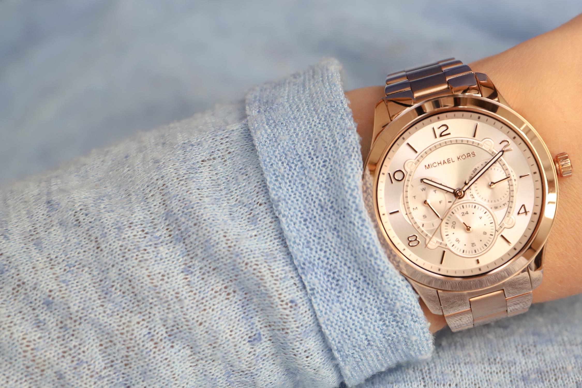 zegarek Michael Kors MK6589 różowe złoto Slim Runway - miniatura 9