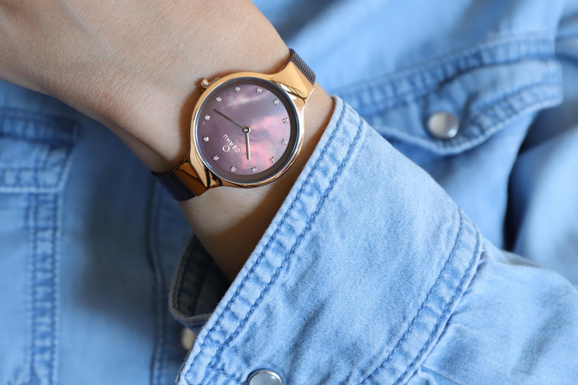 Obaku Denmark V173LXVNMN zegarek damski Slim różowe złoto - miniatura 9