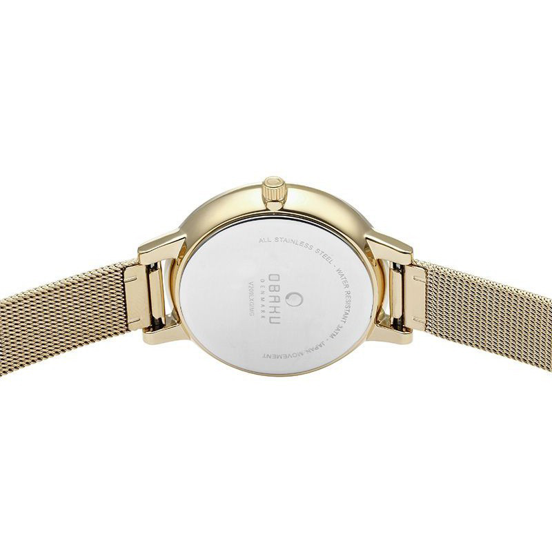 zegarek Obaku Denmark V209LXGIMG kwarcowy damski Slim LIV - GOLD - miniatura 6