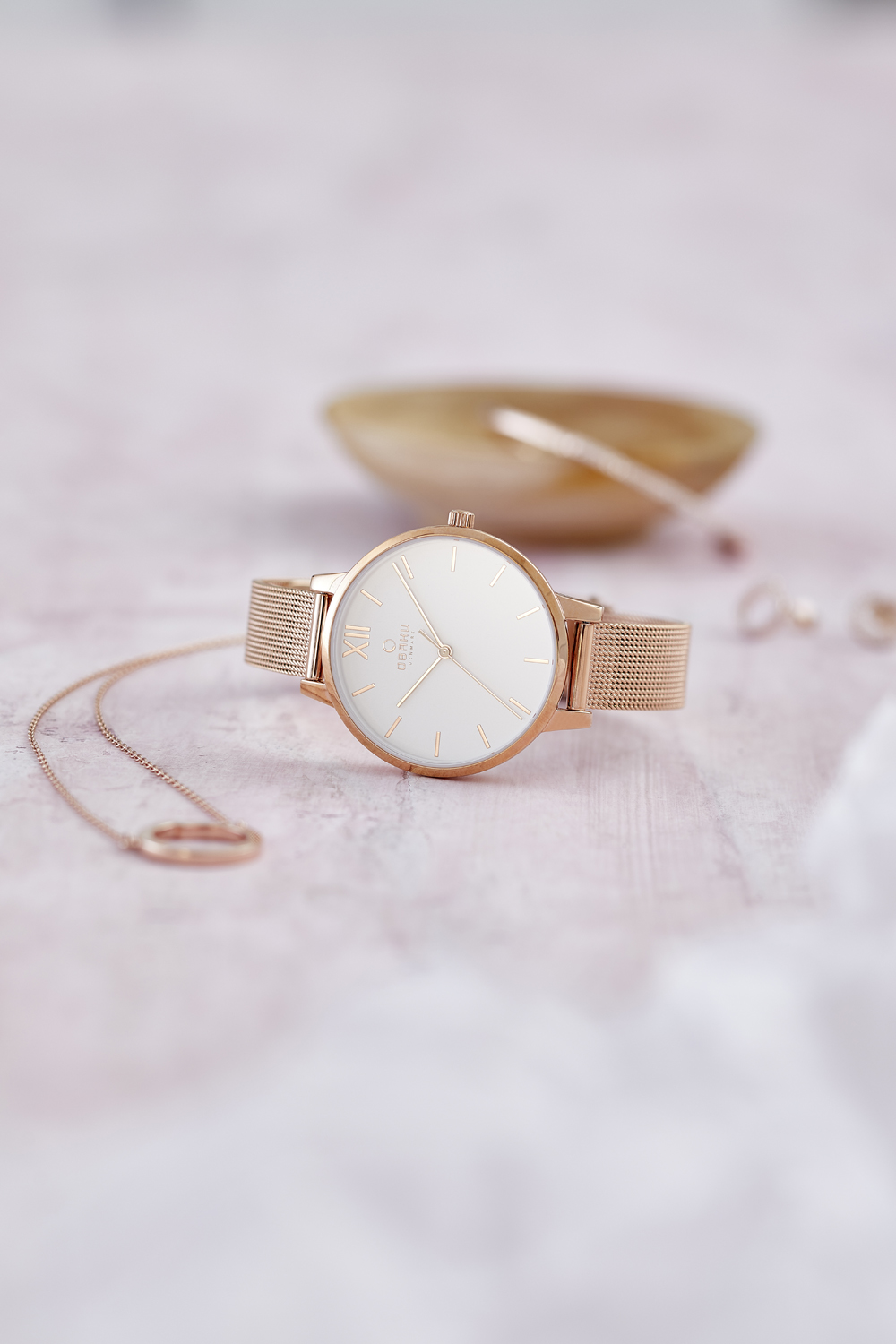 Obaku Denmark V209LXVIMV zegarek różowe złoto klasyczny Slim bransoleta