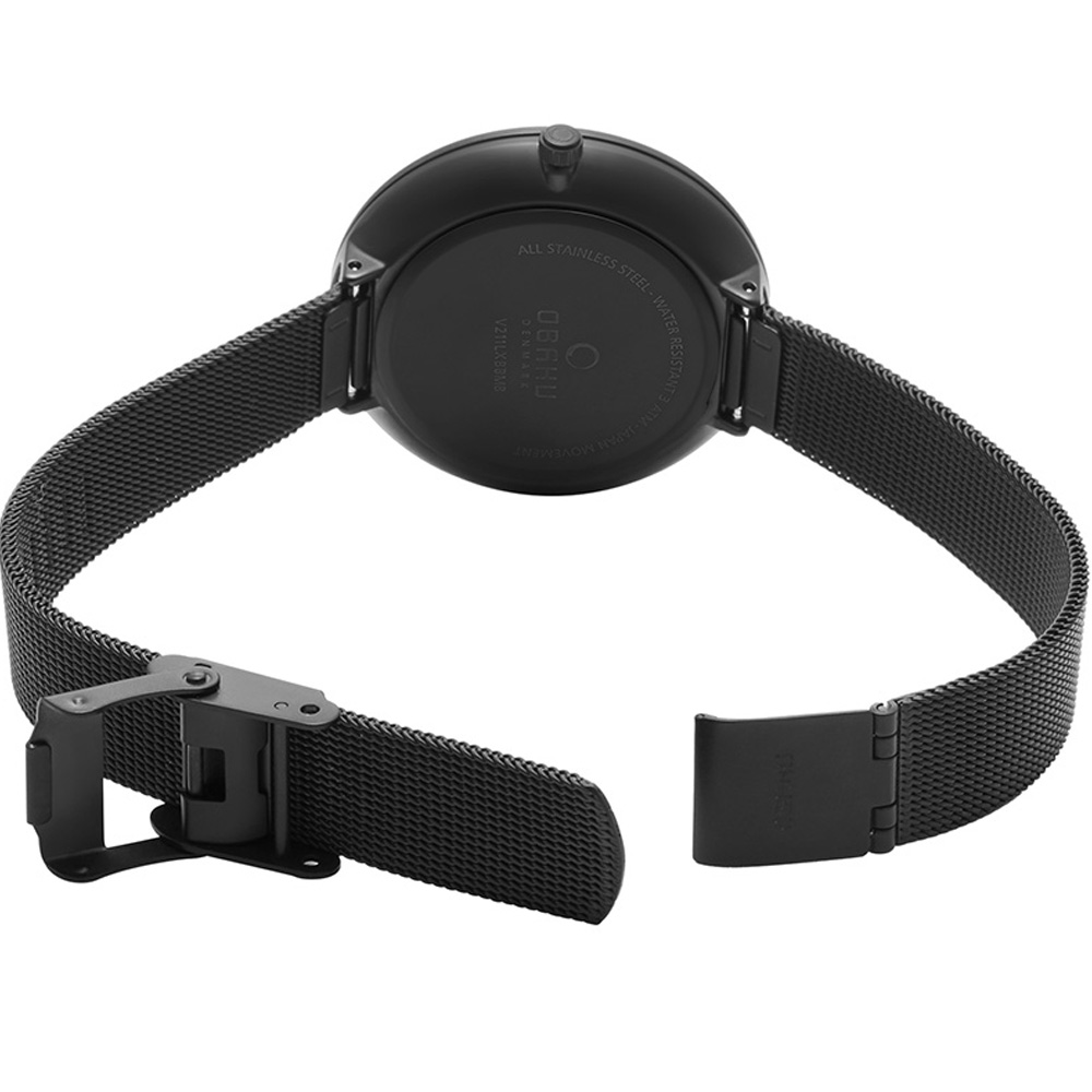 Obaku Denmark V211LXBBMB zegarek czarny klasyczny Slim bransoleta