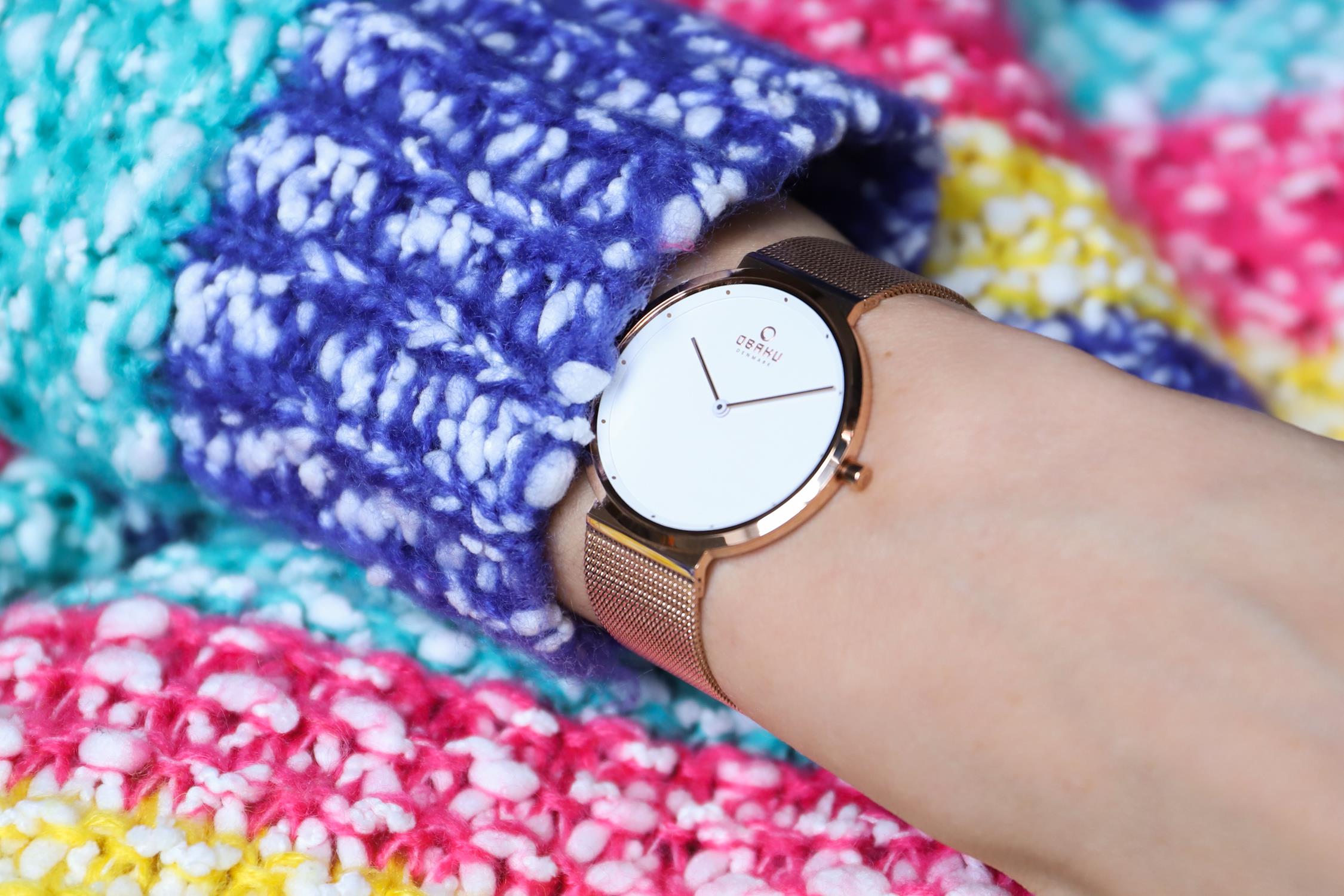 Obaku Denmark V230LXVWMV Slim PAPIR LILLE - ROSE zegarek damski klasyczny szafirowe - miniatura 8