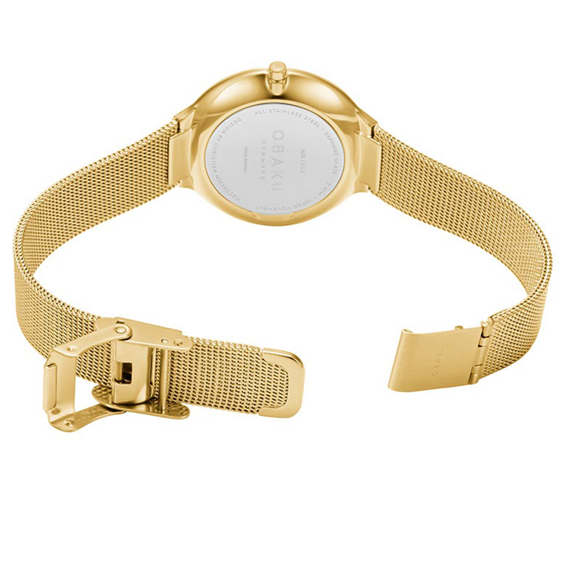 Obaku Denmark V240LXGWMG Slim ARK LILLE - GOLD zegarek damski klasyczny szafirowe - miniatura 8