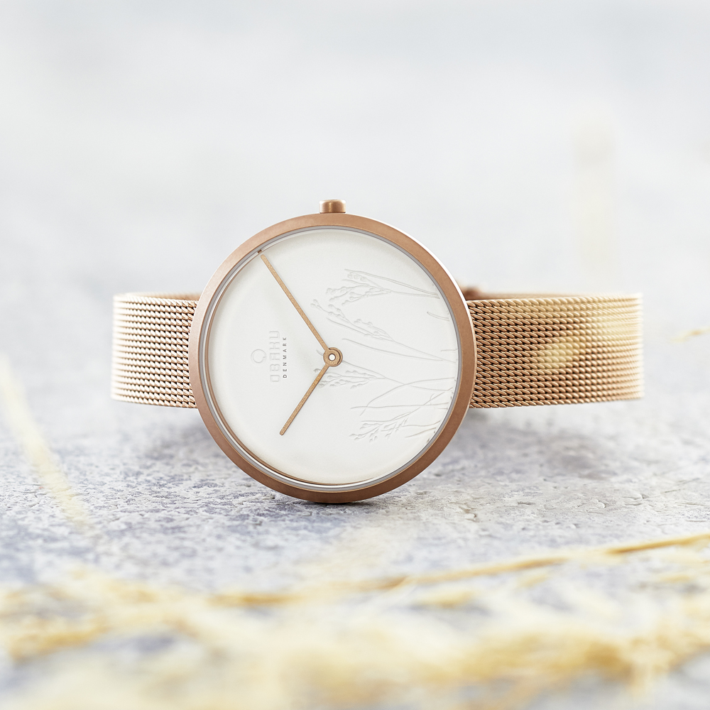 Obaku Denmark V219LXVHMV Slim HASSEL NATUR - ROSE zegarek damski klasyczny mineralne - miniatura 8